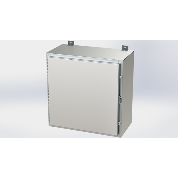 Padlockable Hasp Electrical Enclosures, 24 in H, 12 in D, 24 in W, NEMA 4X, 304 Stainless Steel